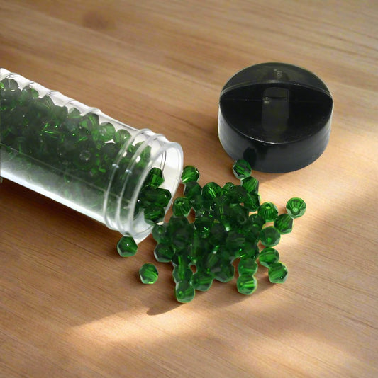 400 Pcs, 4mm Trans Faceted Crystal Bicone Beads - Green / 4mm / Rondelle
