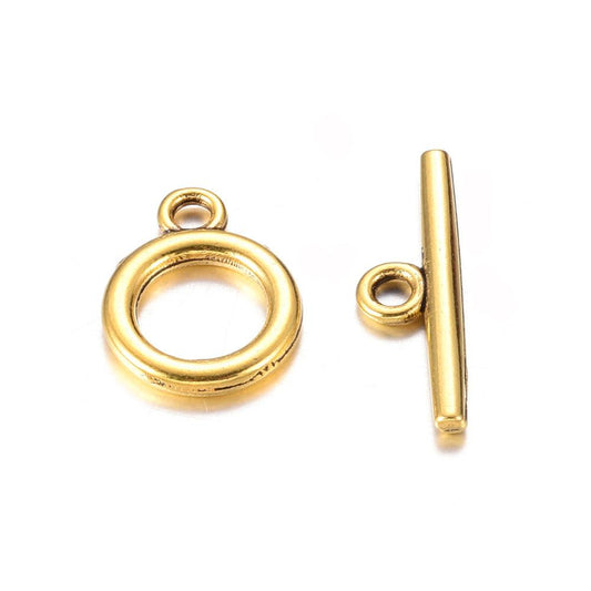 Alloy Ring Toggle Clasps - 5 Set / Golden