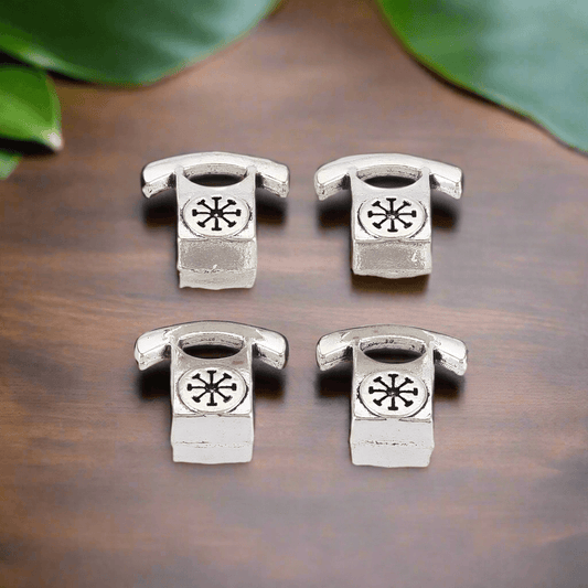 12mm Alloy European Phone  Beads Settings for Enamel - Silver / German Silver / 10 Pcs