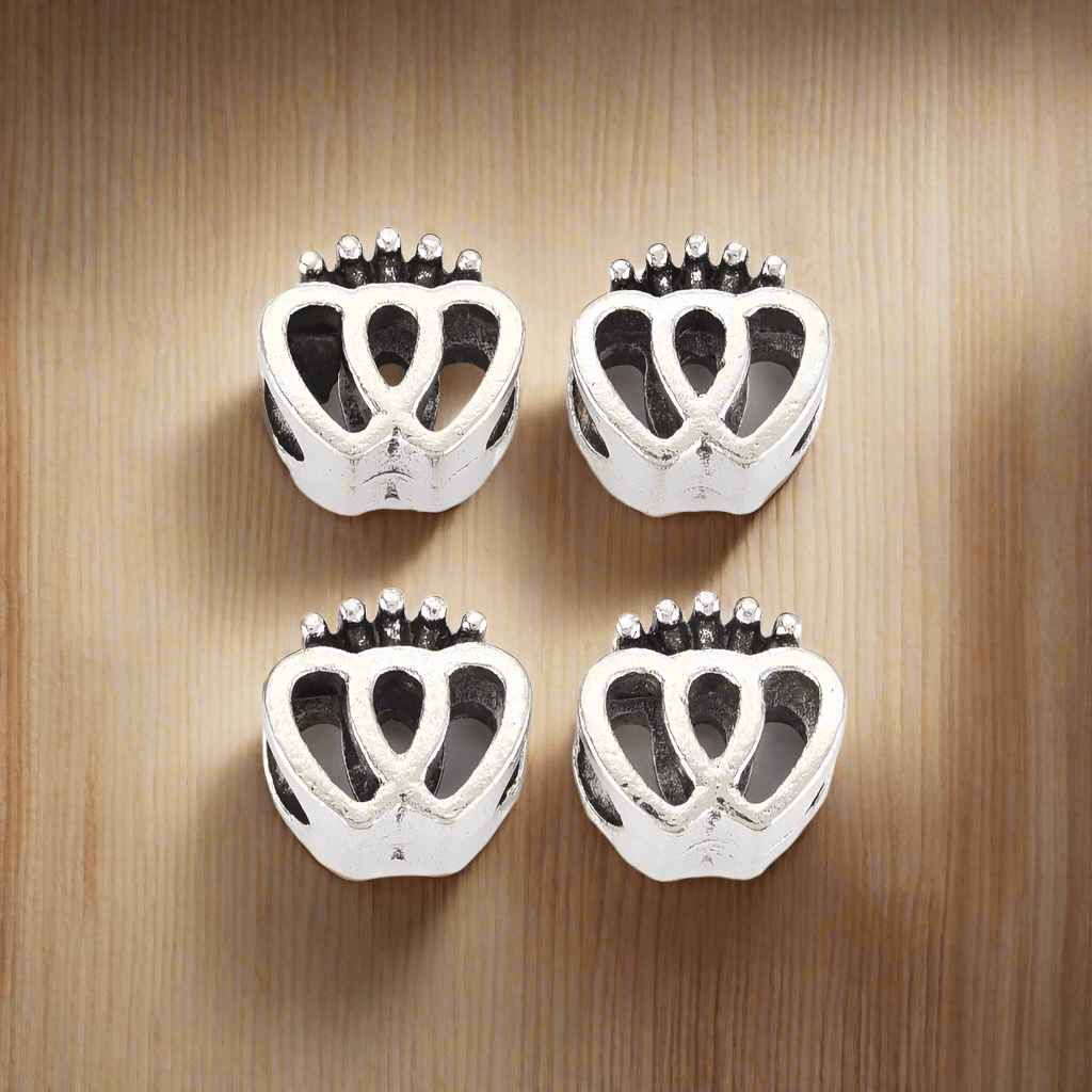 10mm Alloy European Crown Beads - Silver / German Silver / 10 Pcs