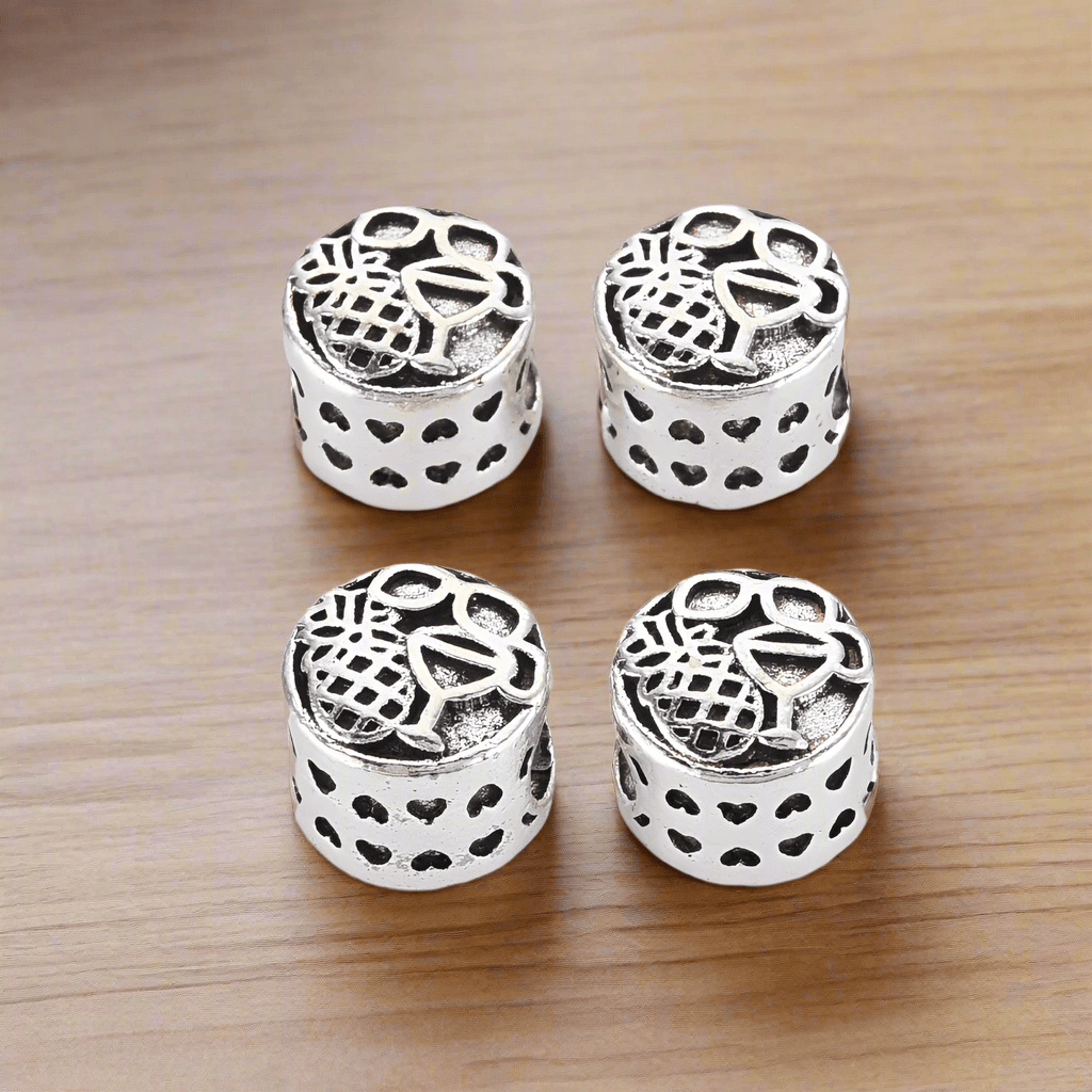 11mm Alloy Flat Round European Beads Settings for Enamel - Silver / German Silver / 10 Pcs