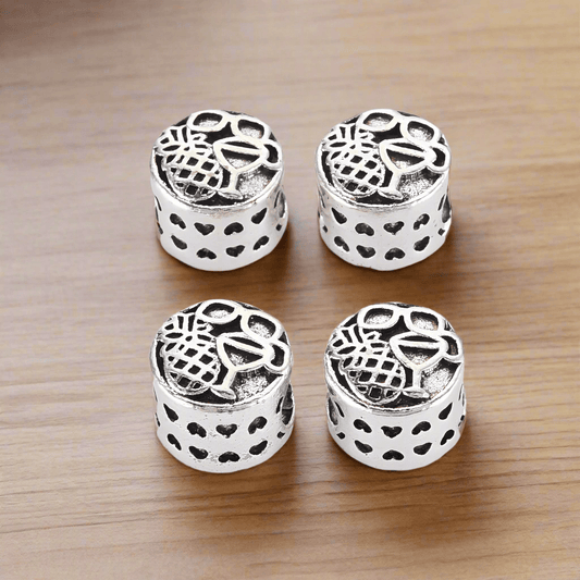 11mm Alloy Flat Round European Beads Settings for Enamel - Silver / German Silver / 10 Pcs