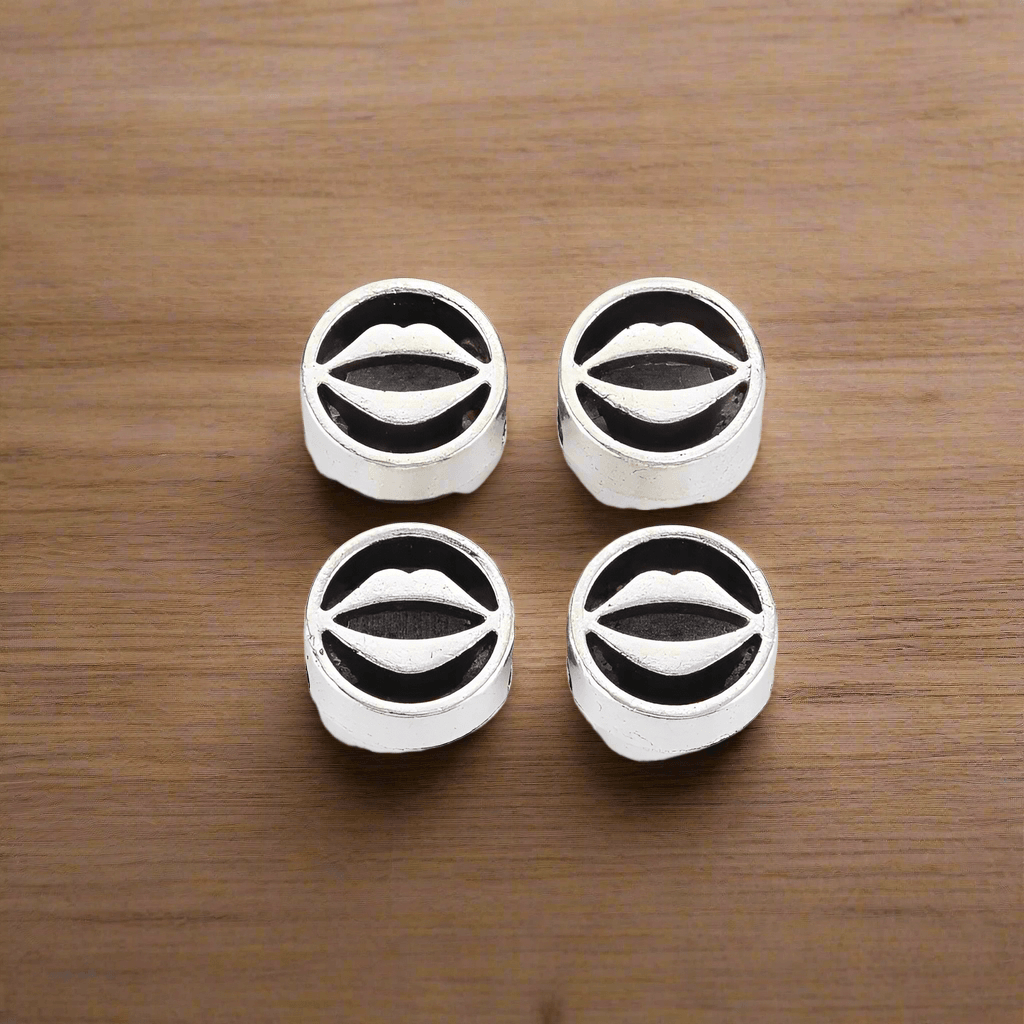 11x6.5mm Alloy European Flat Round Beads - Silver / German Silver / 10 Pcs