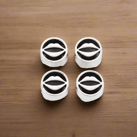 11x6.5mm Alloy European Flat Round Beads - Silver / German Silver / 10 Pcs