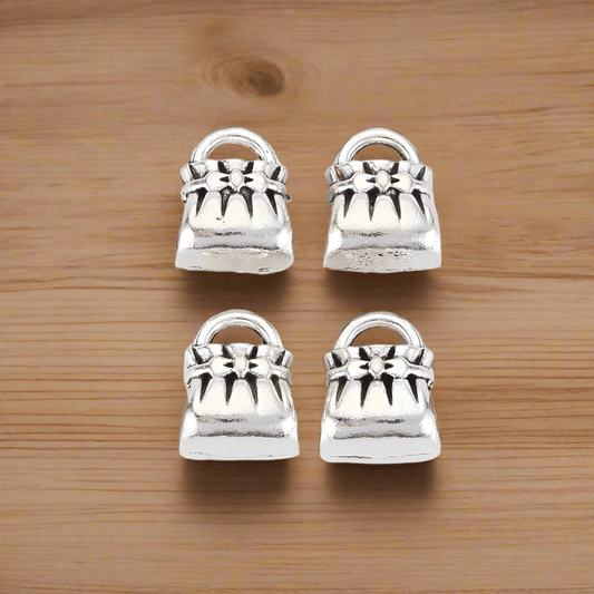 12x9mm Alloy European Bag Beads - Silver / German Silver / 10 Pcs