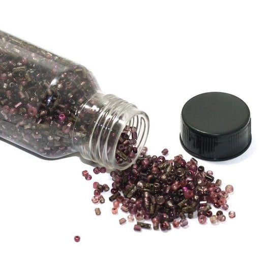 Mix Seed Beads Bottle, Size 11/0 - Purple / Glass / 100 Gm