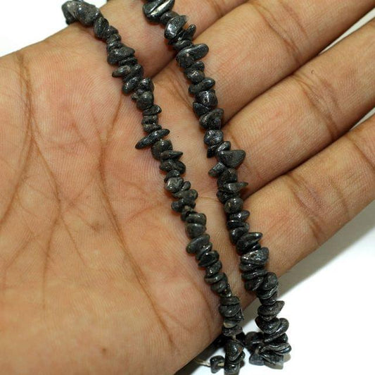 Assorted Sizes Stone Uncut Chips Beads - Black / Stone / 1 String