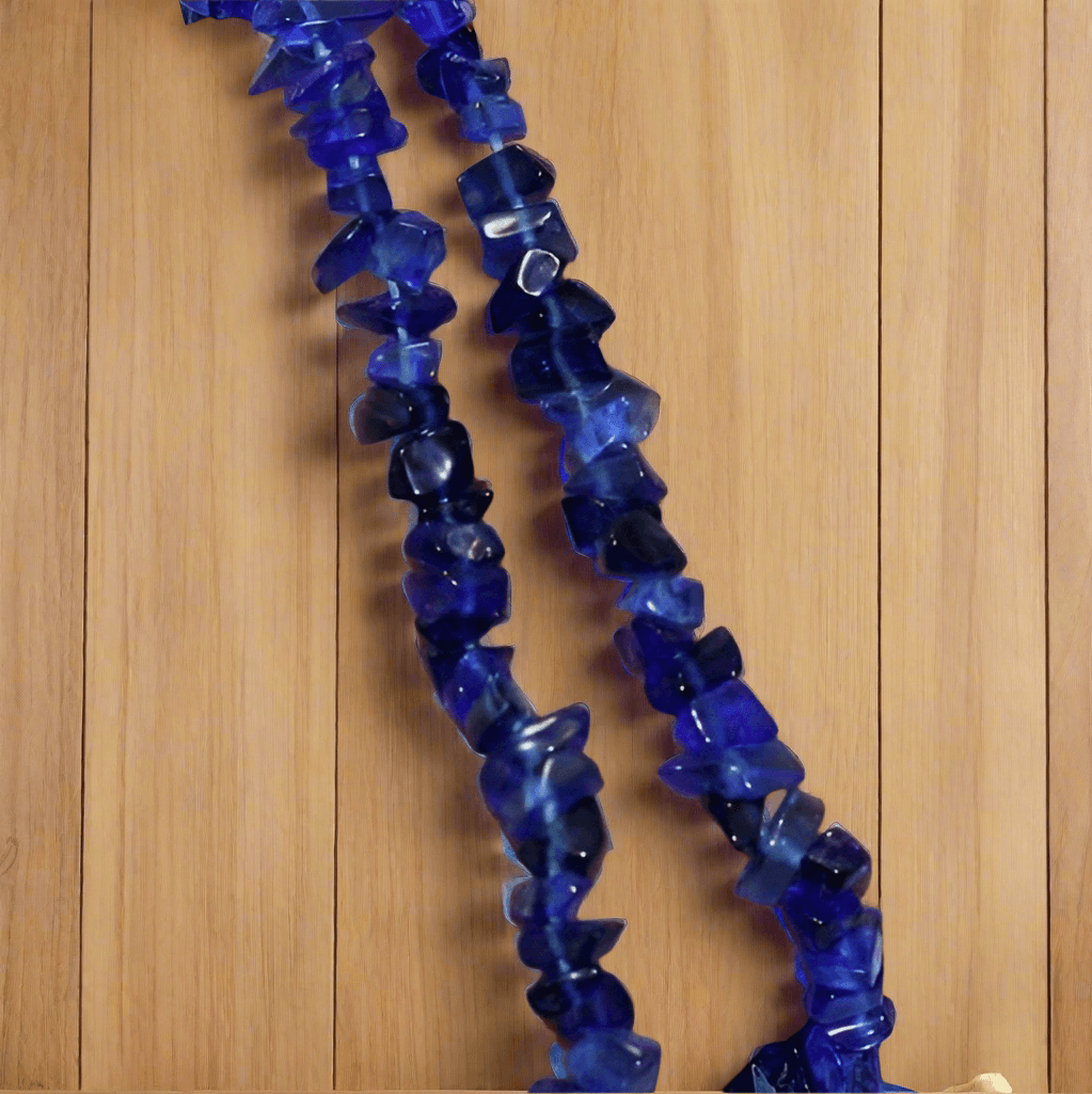 2 Strings Assorted Sizes Glass Uncut Chips Beads - Blue / Glass / Assorted