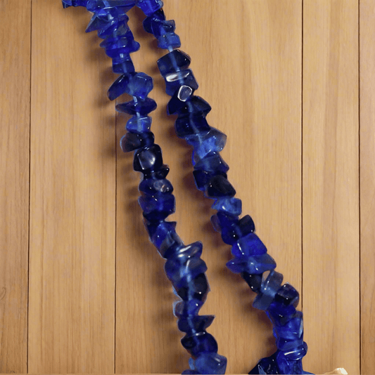 2 Strings Assorted Sizes Glass Uncut Chips Beads - Blue / Glass / Assorted