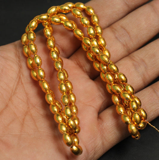 5mm Brass Oval Golden Beads - Golden / 5mm / 1 String
