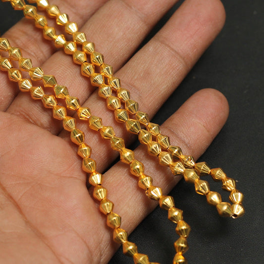 5mm Brass Dholki Gold Beads - Golden / 5mm / 1 String