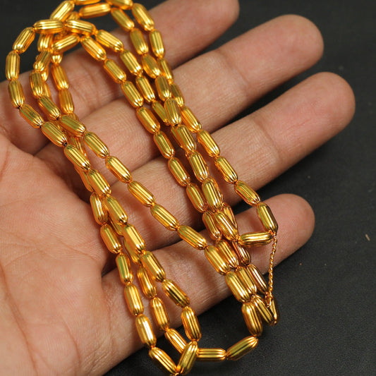 4mm Brass Kharbuja Oval Gold Beads - Golden / 4mm / 1 string