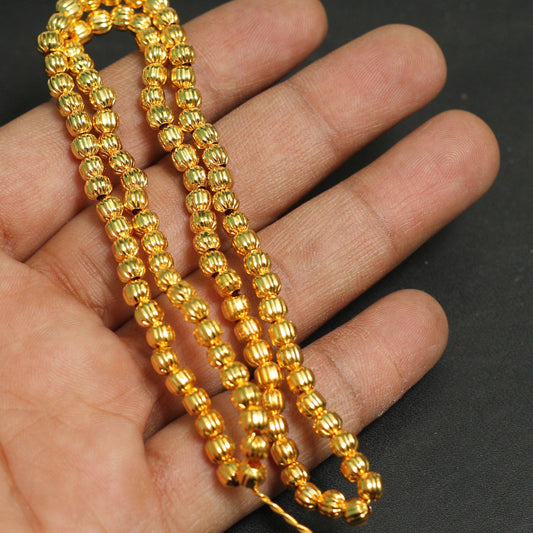 5mm Brass Kharbuja Gold Beads - Golden / 5mm / 1 String