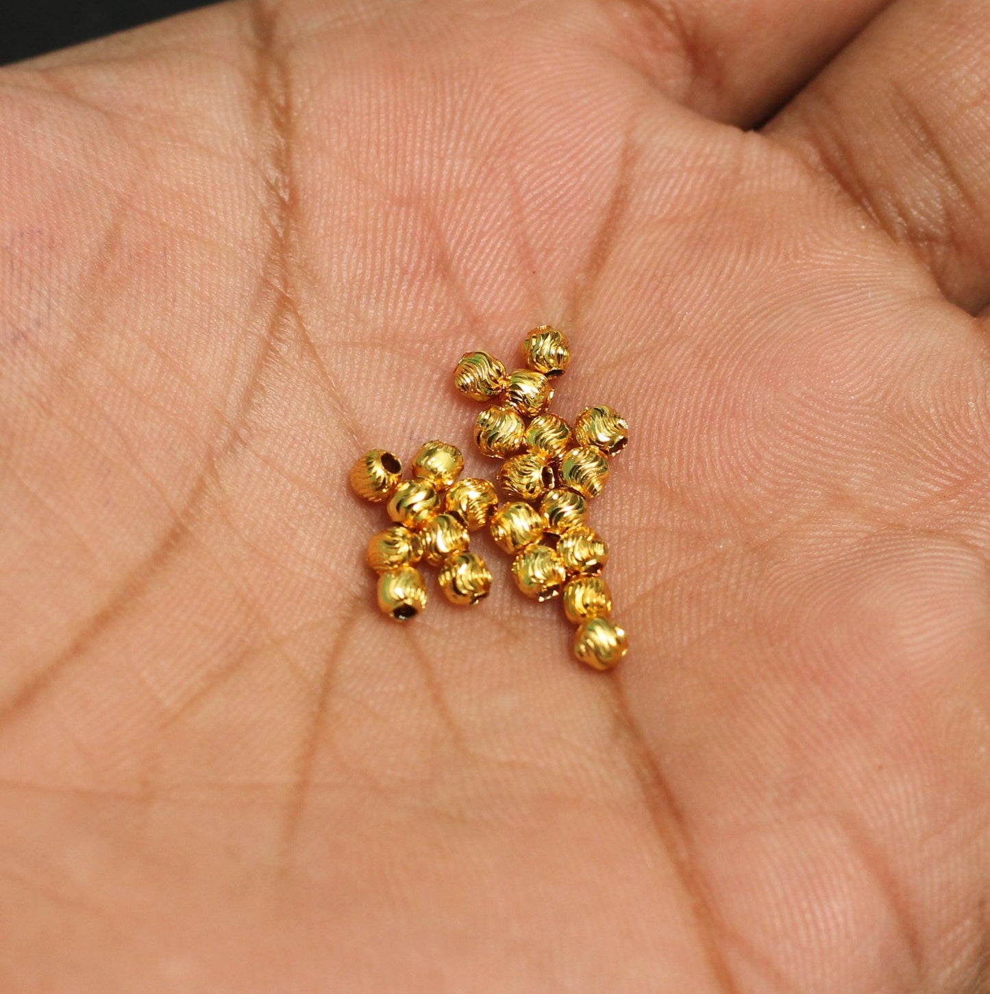 3mm Brass S Cut Gold Beads - Golden / 3mm / 1 String
