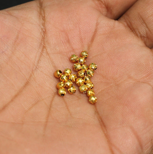 3mm Brass S Cut Gold Beads - Golden / 3mm / 1 String