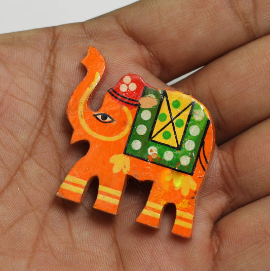 10 Pcs. 1 inches Wooden Elephant Beads Orange - Orange / Wood / Figures
