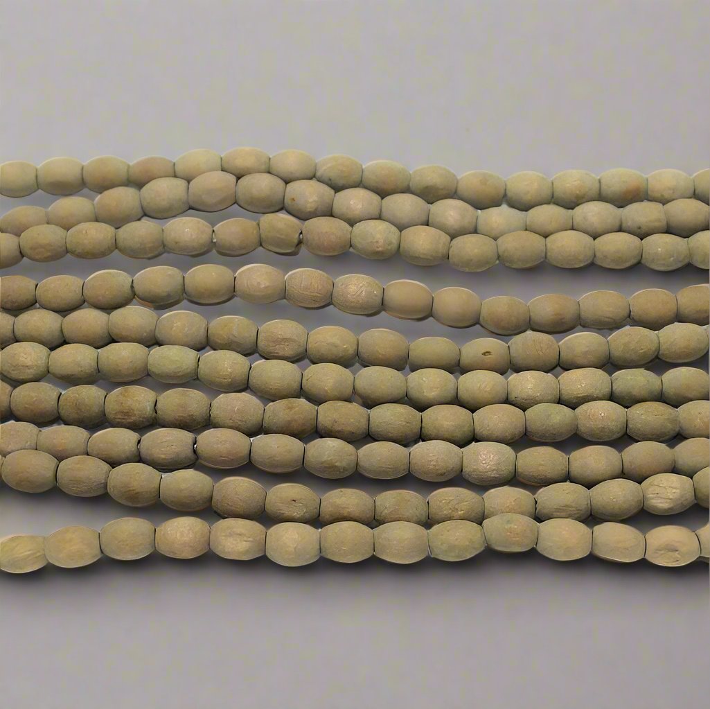 5 Strings Raw Wooden Oval Beads 6x4mm - Brown / Wood / Oval