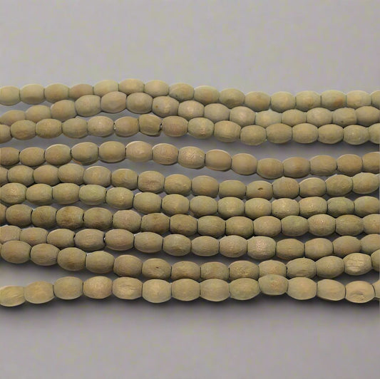 5 Strings Raw Wooden Oval Beads 6x4mm - Brown / Wood / Oval