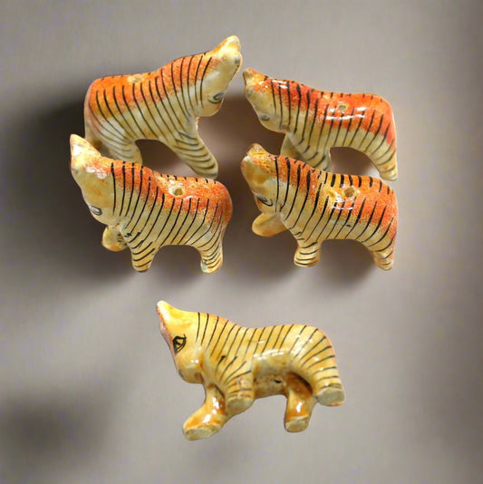 Horse Wooden Beads, Size 1.25 Inches - MultiColor / Figures / 10 Pcs