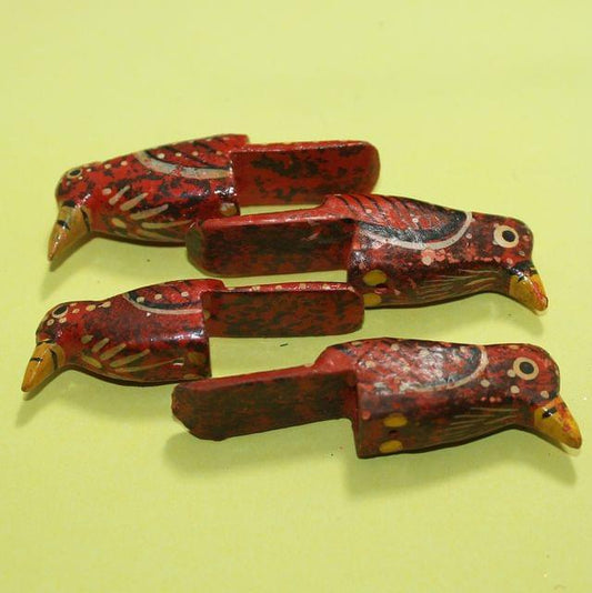 10 Pcs, Wooden Colored Birds Beads - MultiColor / Wood / Figures