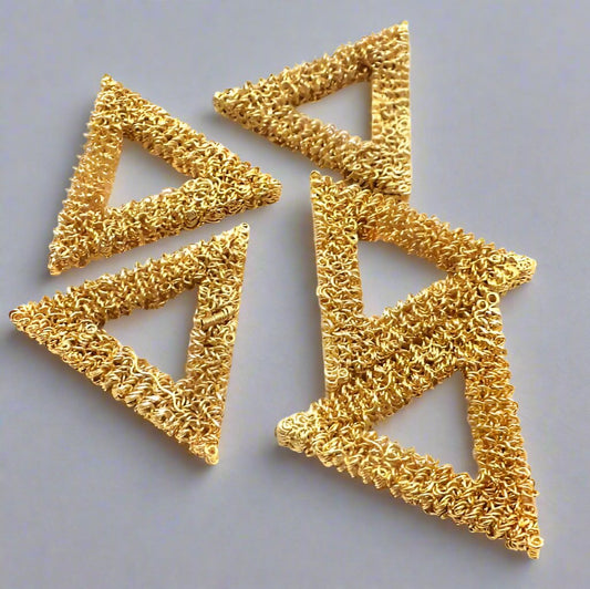 10 Pcs. German Silver Wire Mesh Beads Golden 31x4 mm - Golden / Iron