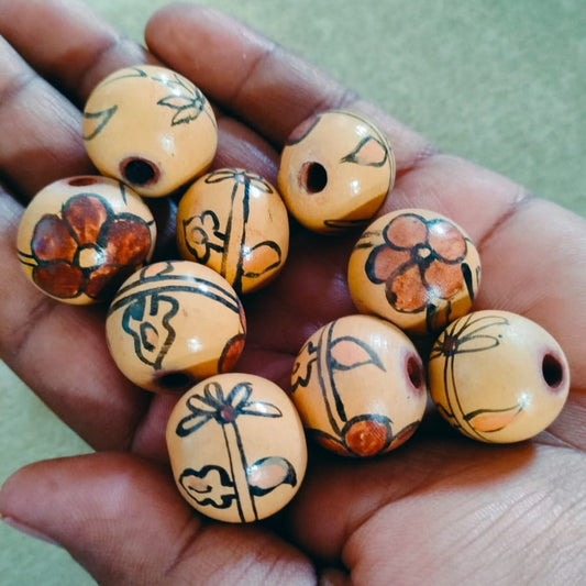 20mm Round Wooden Beads - Wood / Coffee / 50 Pcs