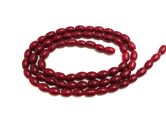 1 String, 3mm Jaipuri Beads Red Oval - Red / Glass / Oval