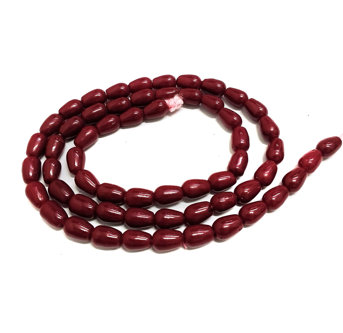 1 String, 6x4mm, Jaipuri Beads Drop - Red / Glass / Drop