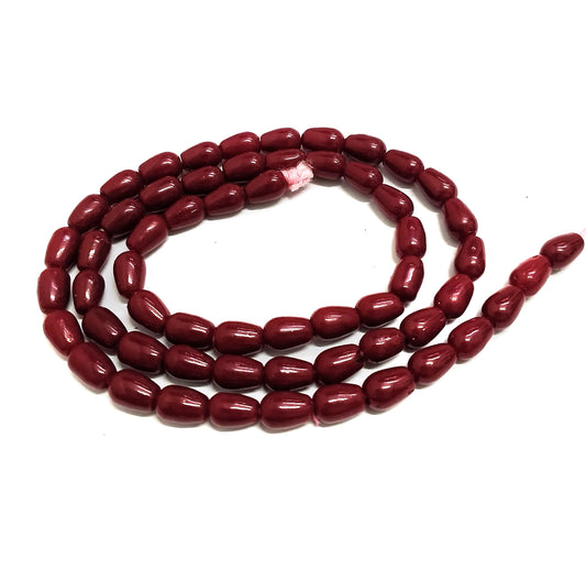 1 String, 6x4mm, Jaipuri Beads Drop - Red / Glass / Drop