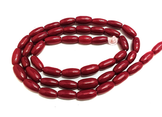 1 String 9x4mm Jaipuri Beads Oval - Red / Glass / Oval