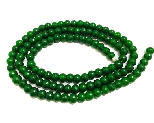1 String 4mm Jaipuri Beads Round - Green / Glass / Round