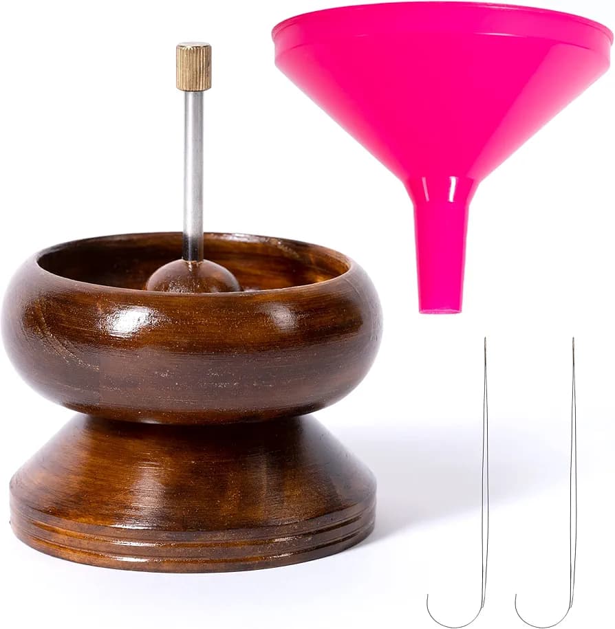 4 Inch Wooden Beading Spinner With 2 Pcs Curved Needle - Wood