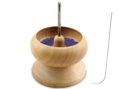 4 Inch Wooden Beading Spinner With 2 Pcs Curved Needle - Wood