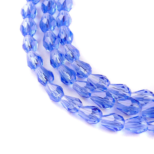 60 Pcs, 12x8mm Faceted Crystal Drop Beads - Topaz / 12mm / Drop