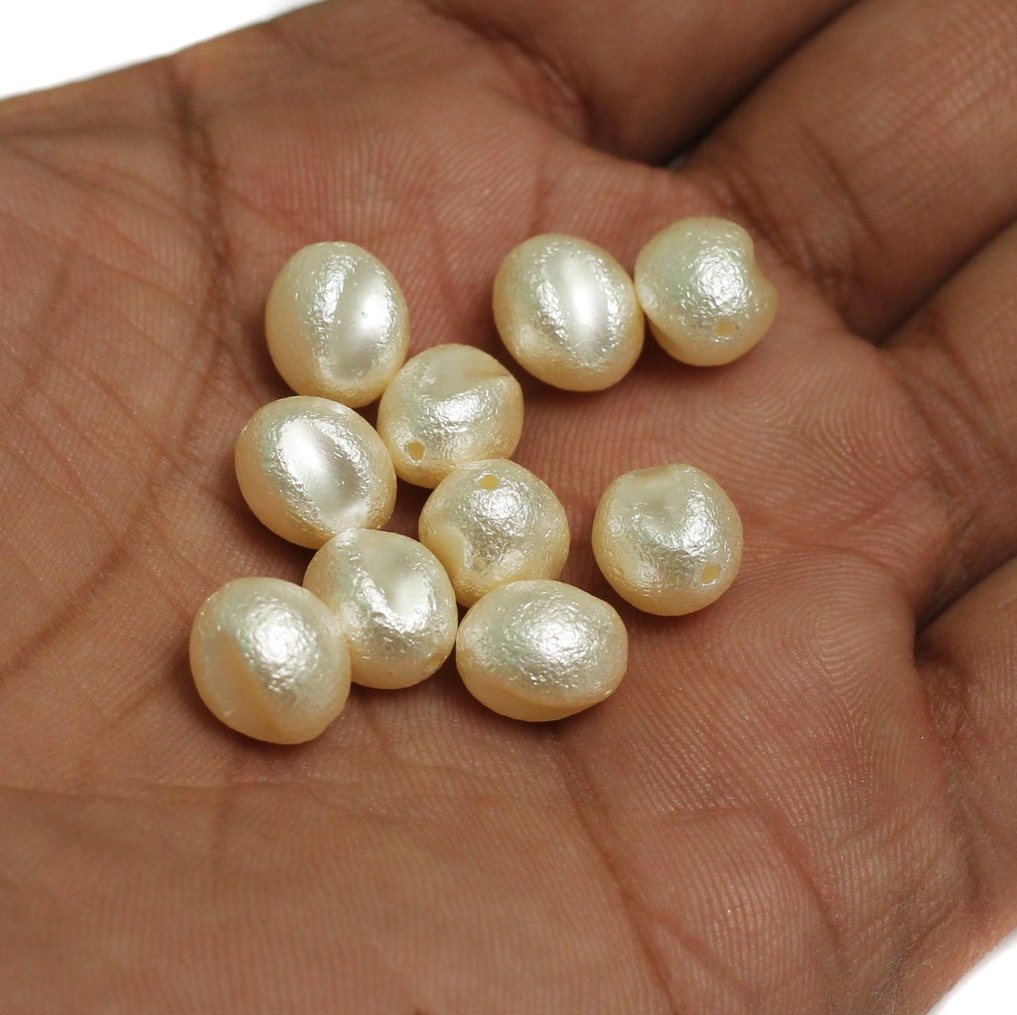 20 Pcs, 11x8mm Off White Pearl Coated Acrylic Beads - Off White / Acrylic