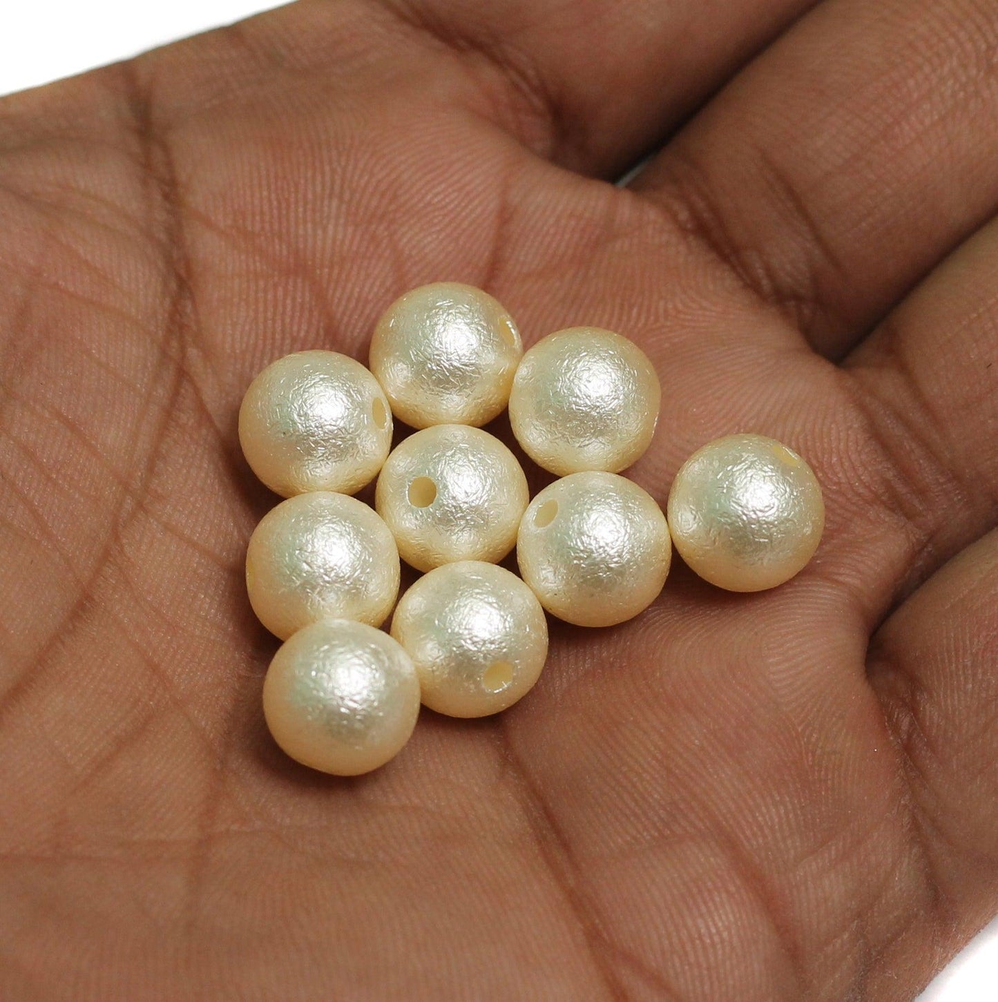 10mm Off White Pearl Coated Acrylic Beads - Off White / Acrylic / 20 Pcs [ Rs 4.75 / Piece ]
