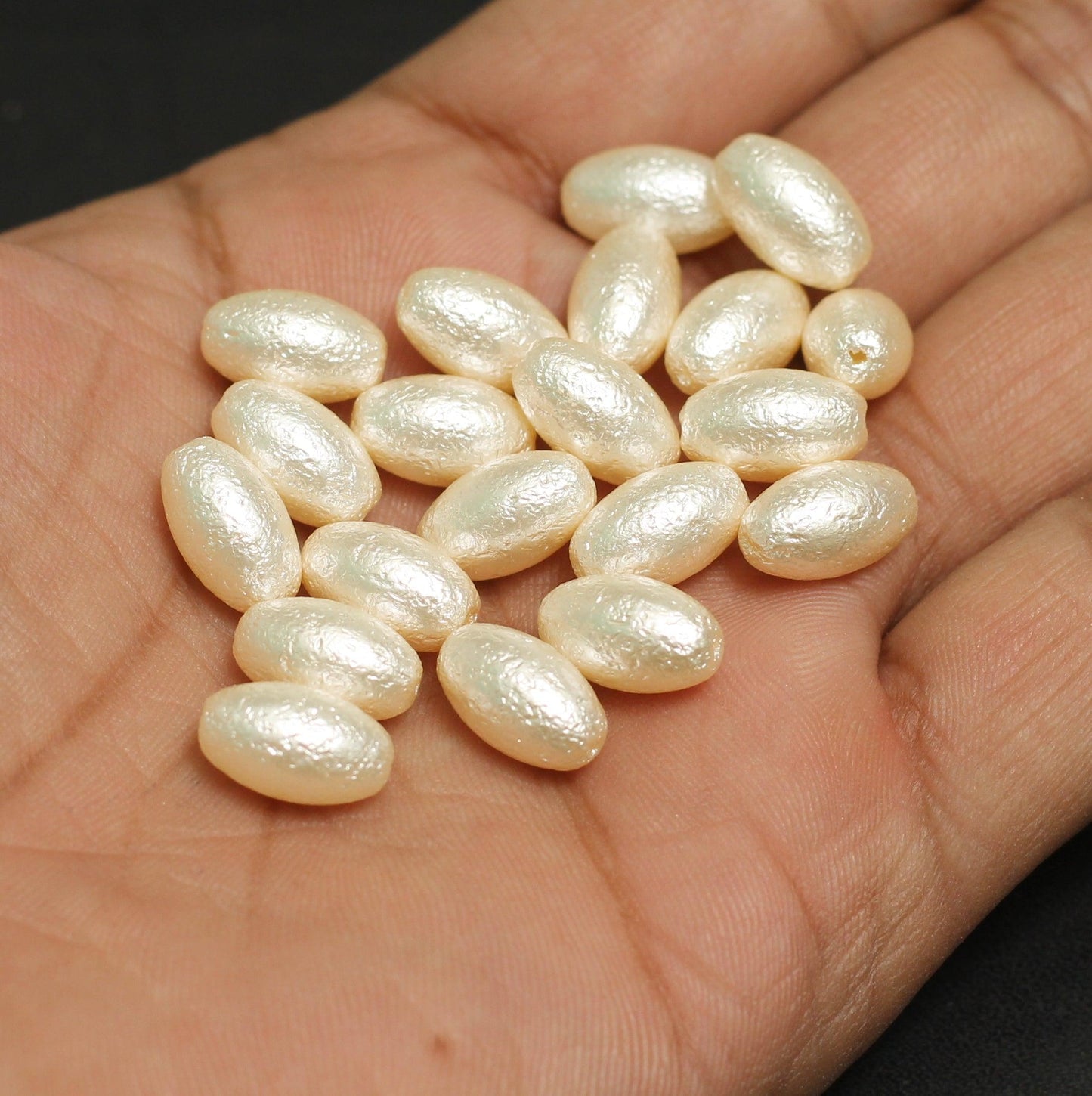 13X7mm Off White Pearl Coated Acrylic Beads - Off White / Acrylic / 100 Pcs [ Rs 17.5 / Piece ]