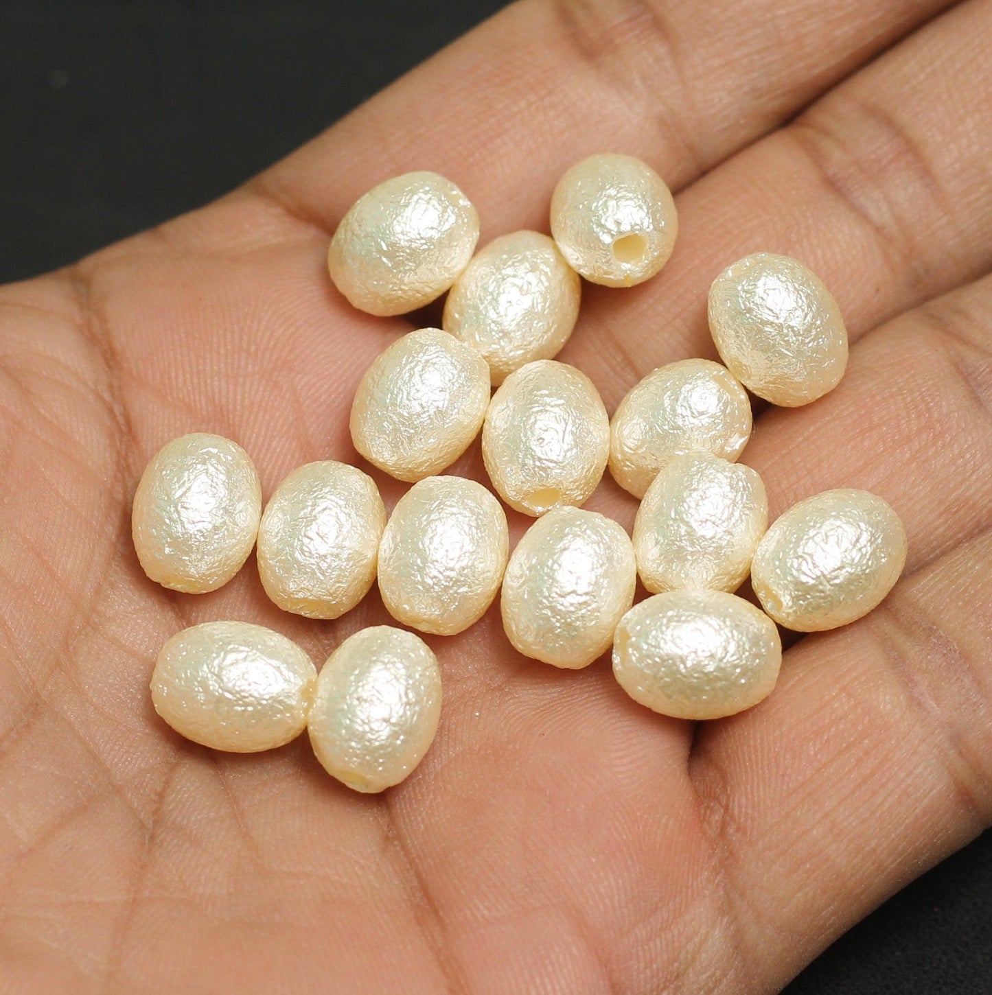 8X7mm Off White Pearl Coated Acrylic Beads - Off White / Acrylic / 100 Pcs [ Rs 15 / Piece ]