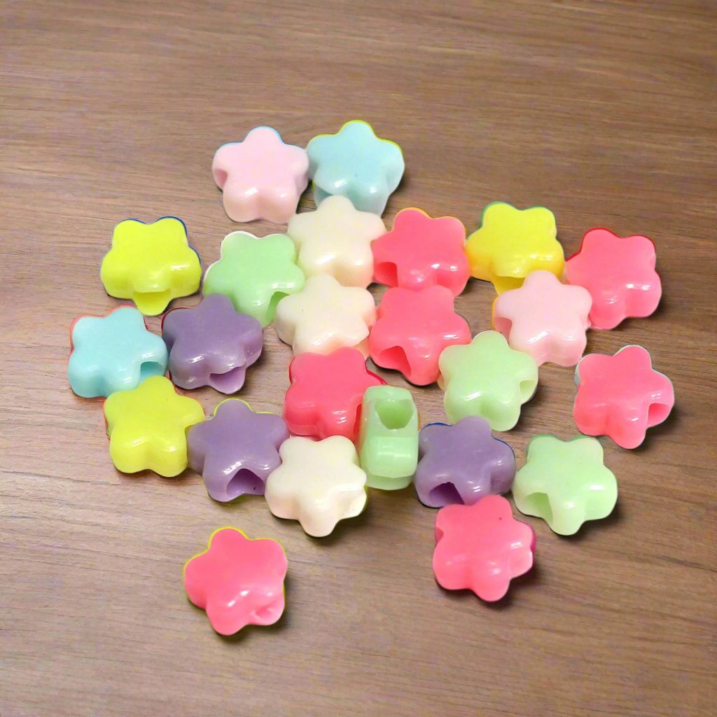 100 Pcs, 10mm Multicolor Star Acrylic Beads - MultiColor / 10mm / Acrylic