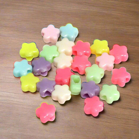 100 Pcs, 10mm Multicolor Star Acrylic Beads - MultiColor / 10mm / Acrylic