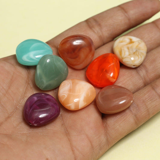 22x20mm Multi Heart Acrylic Beads - 10 [ Rs 10 / Piece ] / Acrylic / MultiColor