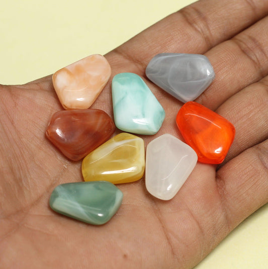 21x17mm Multi Tumble Acrylic Beads - 10 [ Rs 10 / Piece ] / Acrylic / MultiColor