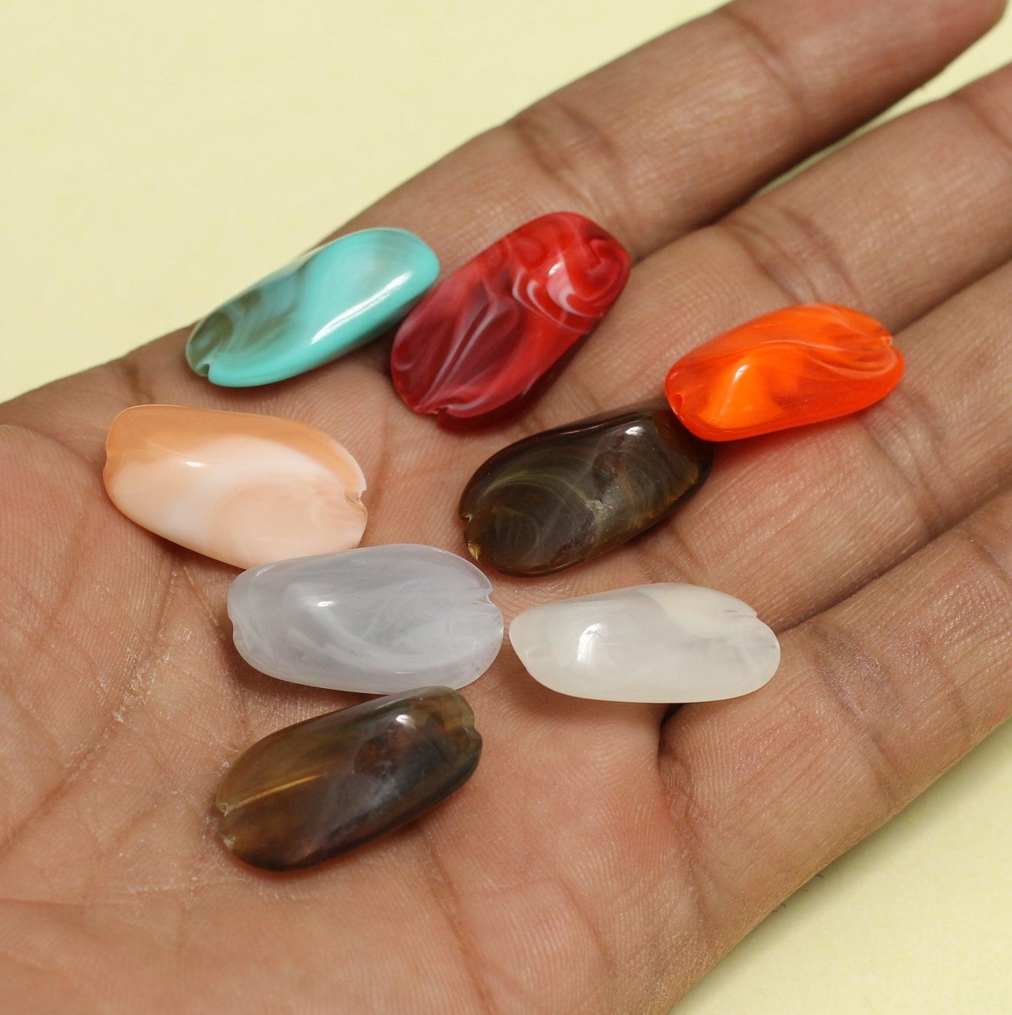 24x14mm Multi Tumble Acrylic Beads - 10 [ Rs 10 / Piece ] / Acrylic / MultiColor