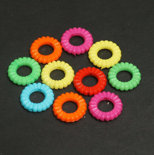 16x3mm Ring Acrylic Beads - 100 gm / MultiColor / Acrylic
