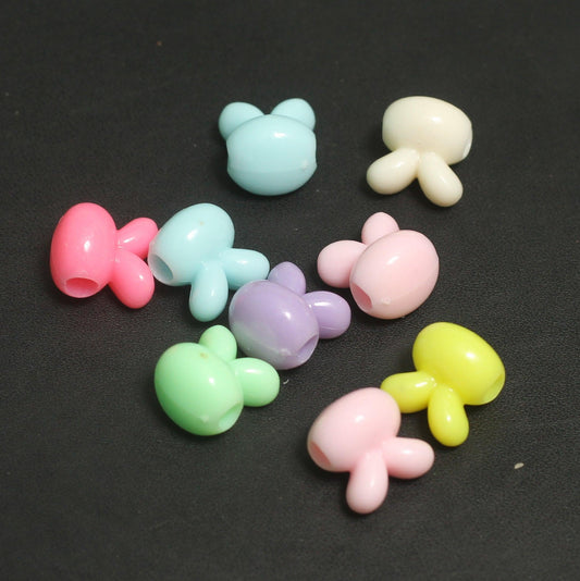15x13mm Bunny Acrylic Beads - MultiColor / Acrylic / 100 Gm