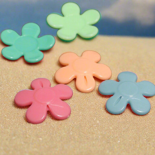 1 Inch Acrylic Flower Beads - 50 Pcs / MultiColor / Acrylic