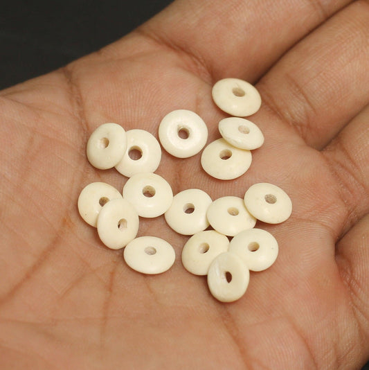 100 Pcs, 9mm Donut Bone Beads - Bone / 9mm