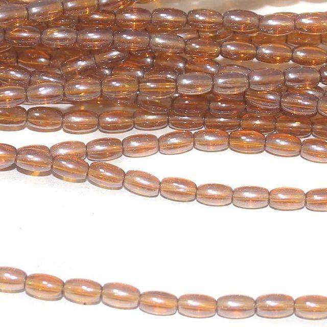 brown luster trans glass oval beads 7x4mm 12 Strings - Brown / Glass / Oval