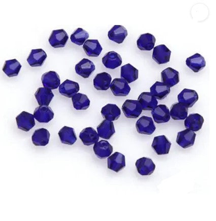 100 Pcs, 4mm Faceted Glass Bicone Beads - Blue / 4mm / Bicone