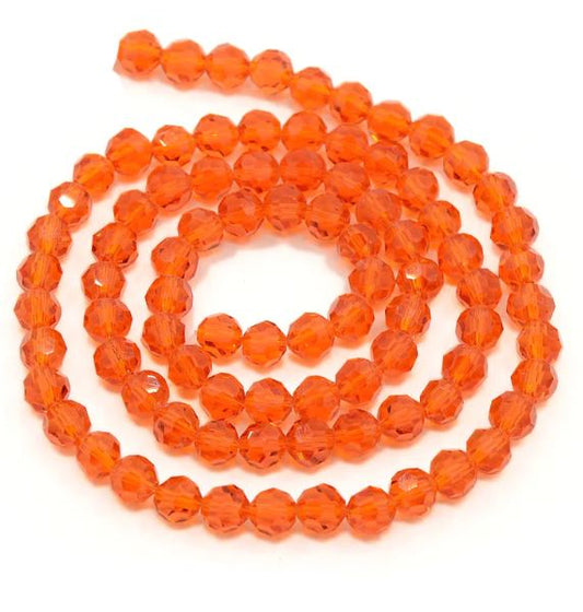 8mm Faceted Crystal Football Beads - Football / Orange / 1 String